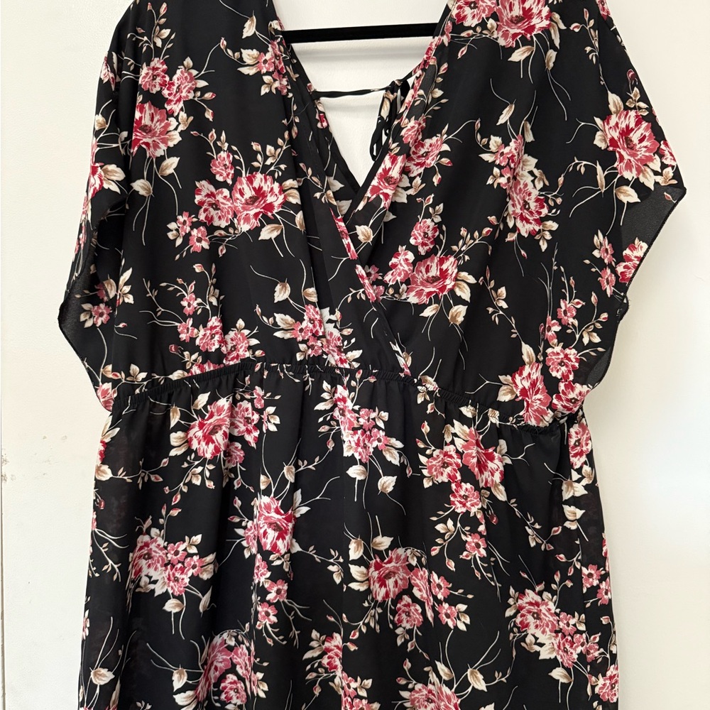 Torrid Multicolored Short Sleeve Wrap Blouse